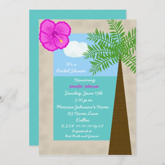 Invitation à la douche tropicale nuptiale — Jours (Devant / Derrière)