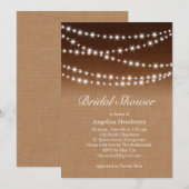 Invitation à la douche Twinkle Lights sur Burlap o (Devant / Derrière)
