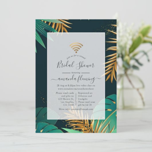 Invitation à la douche virtuelle Tropical Black an (Debout devant)