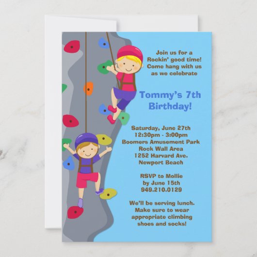 Invitation à la Escalade de Rock Wall (Devant)