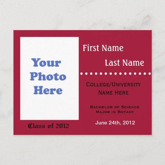 Invitation à la faire-part de diplôme universitair (Devant)