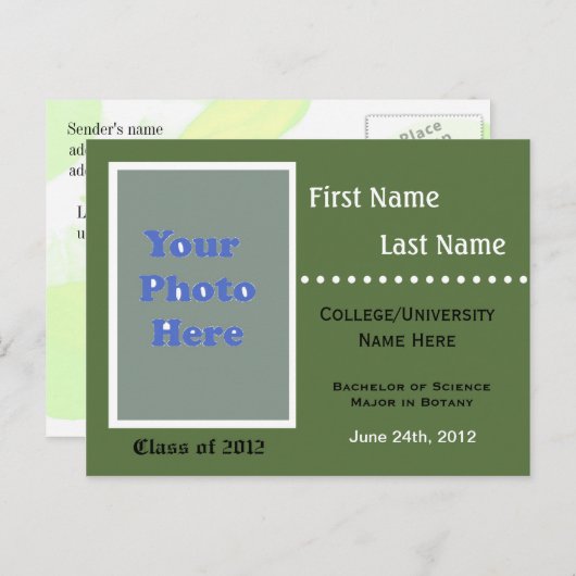 Invitation à la faire-part de diplôme universitair (Devant / Derrière)