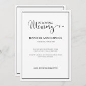 Invitation à la Faire-part de service commémoratif (Devant / Derrière)