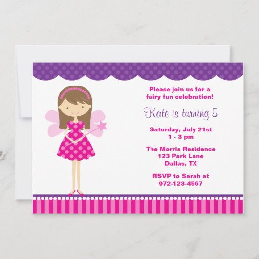 Invitation à la fée rose et pourpre chaude (Devant)