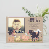Invitation À la ferme Barnyard Anniversaire de enfant Photo I (Debout devant)