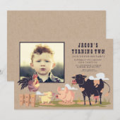 Invitation À la ferme Barnyard Anniversaire de enfant Photo I (Devant / Derrière)