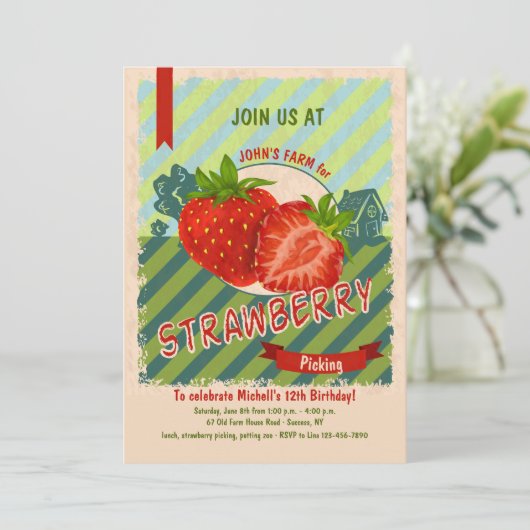 Invitation à la ferme de fraises (Debout devant)