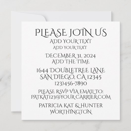 Invitation à la FÊTE (Dos)