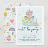 Invitation à la fête à thé de chat | Kit-Tea Party (Devant / Derrière)