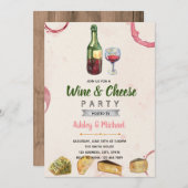 Invitation à la fête à thème Vin et fromage (Devant / Derrière)