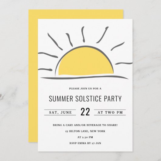 Invitation à la fête amusante du solstice d'été en (Devant / Derrière)