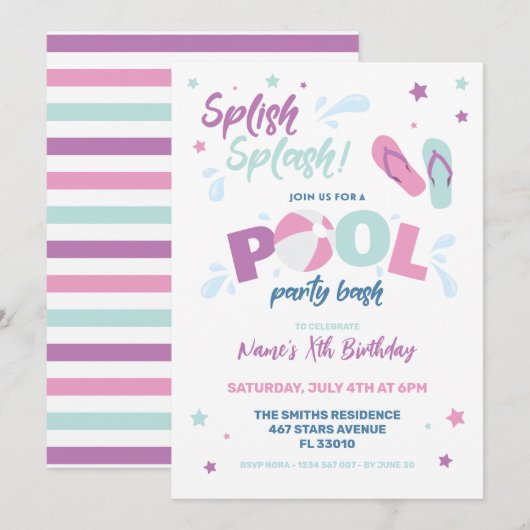Invitation à la fête au bassin rose (Devant / Derrière)