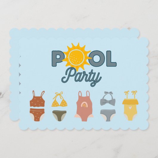 Invitation à la fête au bord de la piscine (Devant / Derrière)