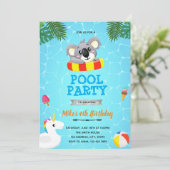 Invitation à la fête au bord de la piscine koala (Debout devant)