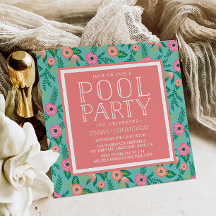 Invitation à la fête au bord de la piscine pour l'