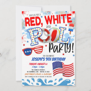 Invitation à la fête au bord de la piscine Rouge B