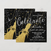 Invitation à la fête au Champagne Argent & Or Célé (Devant / Derrière)