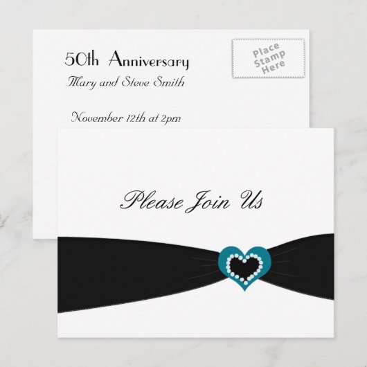 Invitation à la fête au ruban noir (Devant / Derrière)