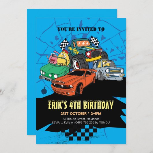 Invitation à la fête automobile, invitation à l'an (Devant / Derrière)