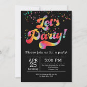 Invitation à la fête avec des confettis arc-en-cie (Devant)