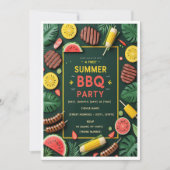 Invitation à la fête BBQ d'été tropical (Devant)
