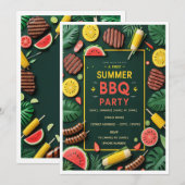 Invitation à la fête BBQ d'été tropical (Devant / Derrière)