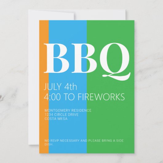 Invitation à la fête BBQ du 4 juillet (Devant)