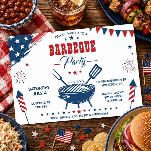 Invitation à la fête BBQ du 4 juillet