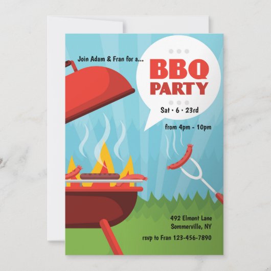 Invitation à la fête BBQ Red Hot (Devant)