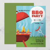 Invitation à la fête BBQ Red Hot (Devant / Derrière)