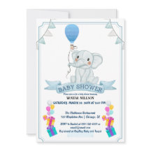 Invitation à la fête bébé éléphant ballon