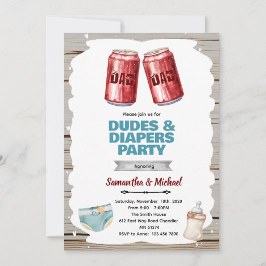Invitation à la fête bière et couche (Devant)