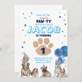 Invitation à la fête canine pour garçons (Devant / Derrière)