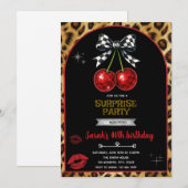 Invitation à la fête Cherry Leopard (Devant / Derrière)