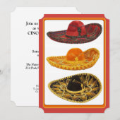 Invitation à la fête Cinco De Mayo Sombreros (Devant / Derrière)
