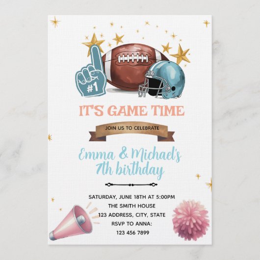Invitation à la fête conjointe de cheerleading de (Devant)