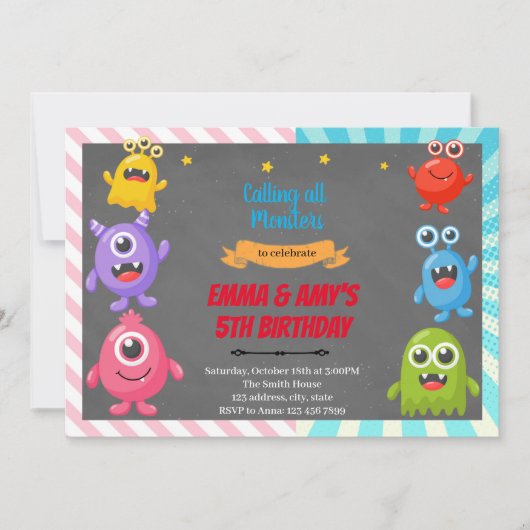 Invitation à la fête conjointe de garçon et fille (Devant)