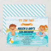invitation à la fête conjointe garçon fille piscin (Devant / Derrière)