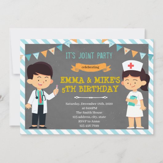 Invitation à la fête conjointe infirmière médecin (Devant)