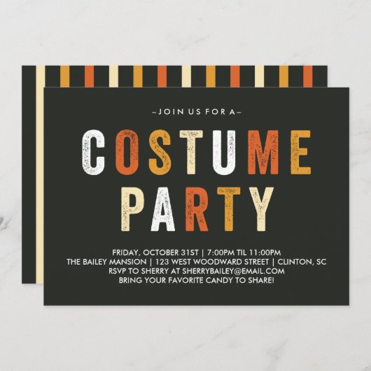 Invitation à la fête costumée de Candy Corn Hallow (Devant / Derrière)