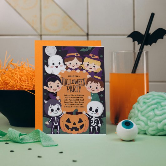 Invitation à la fête costumée de l'Halloween pour 