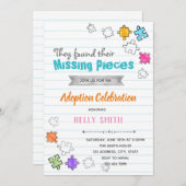 Invitation à la fête d'adoption de Missing Pieces (Devant / Derrière)