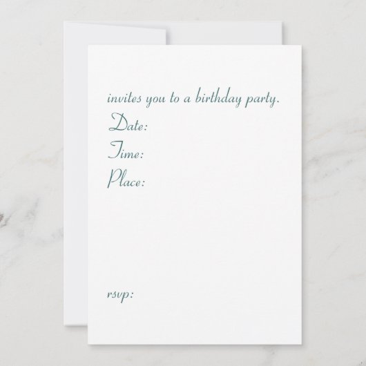 invitation à la fête d'anniversaire (Dos)