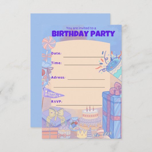 INVITATION À LA FÊTE D'ANNIVERSAIRE (Devant / Derrière)