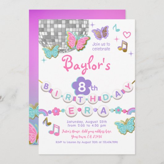 Invitation à la fête d'anniversaire (Devant / Derrière)