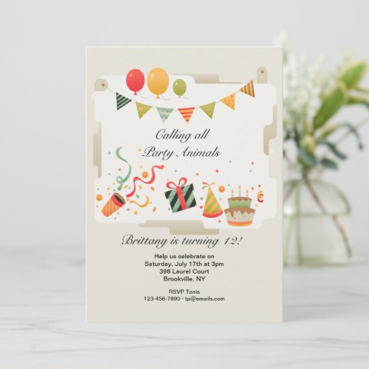 Invitation à la fête d'anniversaire (Debout devant)