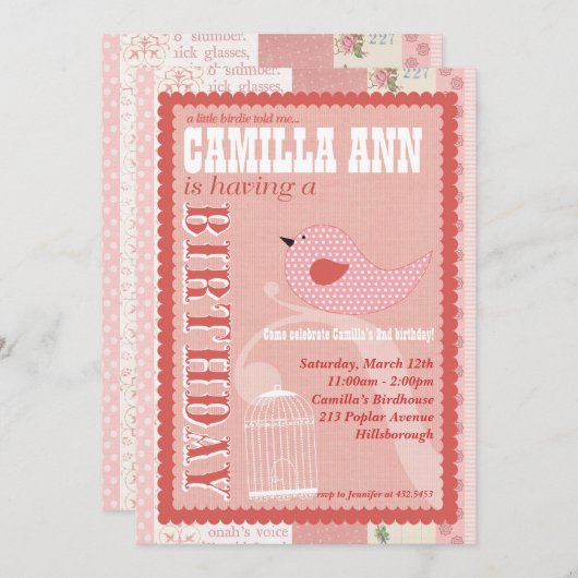 Invitation à la fête d'anniversaire (Devant / Derrière)