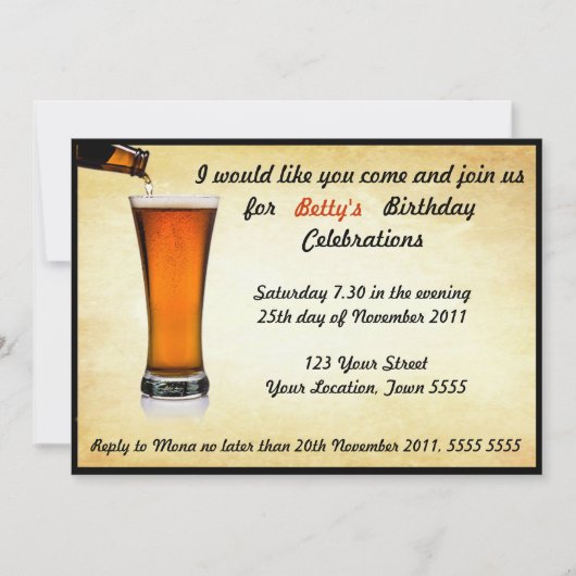 Invitation à la fête d'anniversaire (Devant)