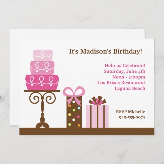  Invitation à la fête d'anniversaire (Devant / Derrière)