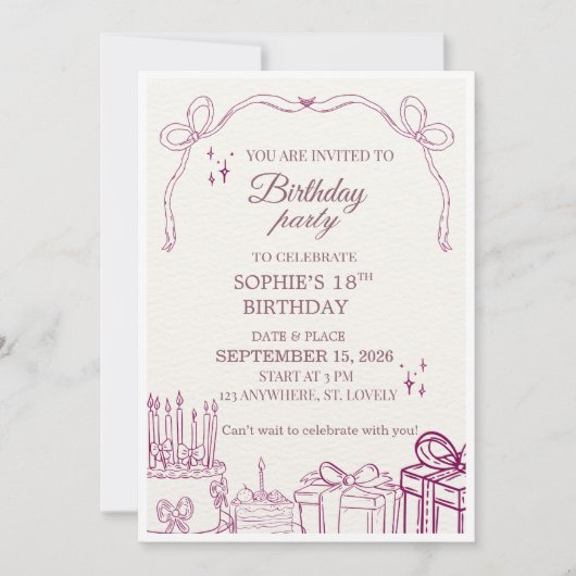 INVITATION À LA FÊTE D'ANNIVERSAIRE (Devant)